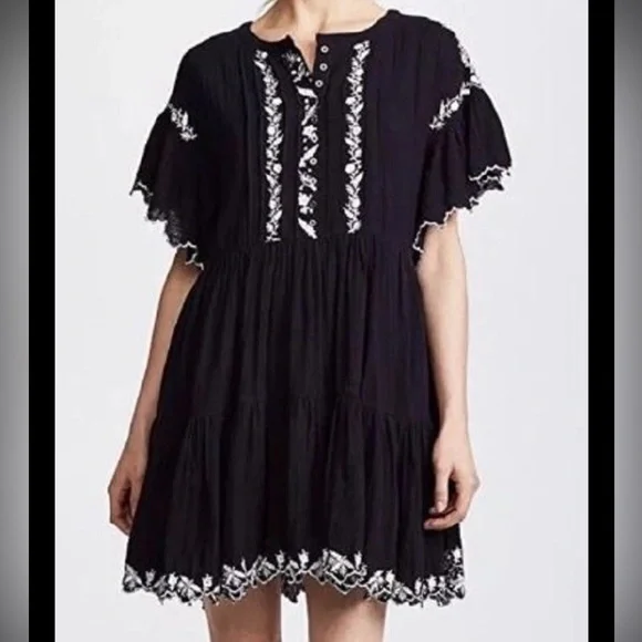 Free People Santiago black white embroidered endless summer mini dress - Picture 2 of 10
